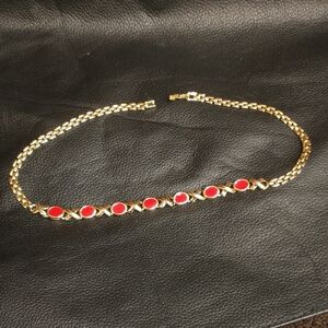 Elegant Gold and Red Women's Necklace